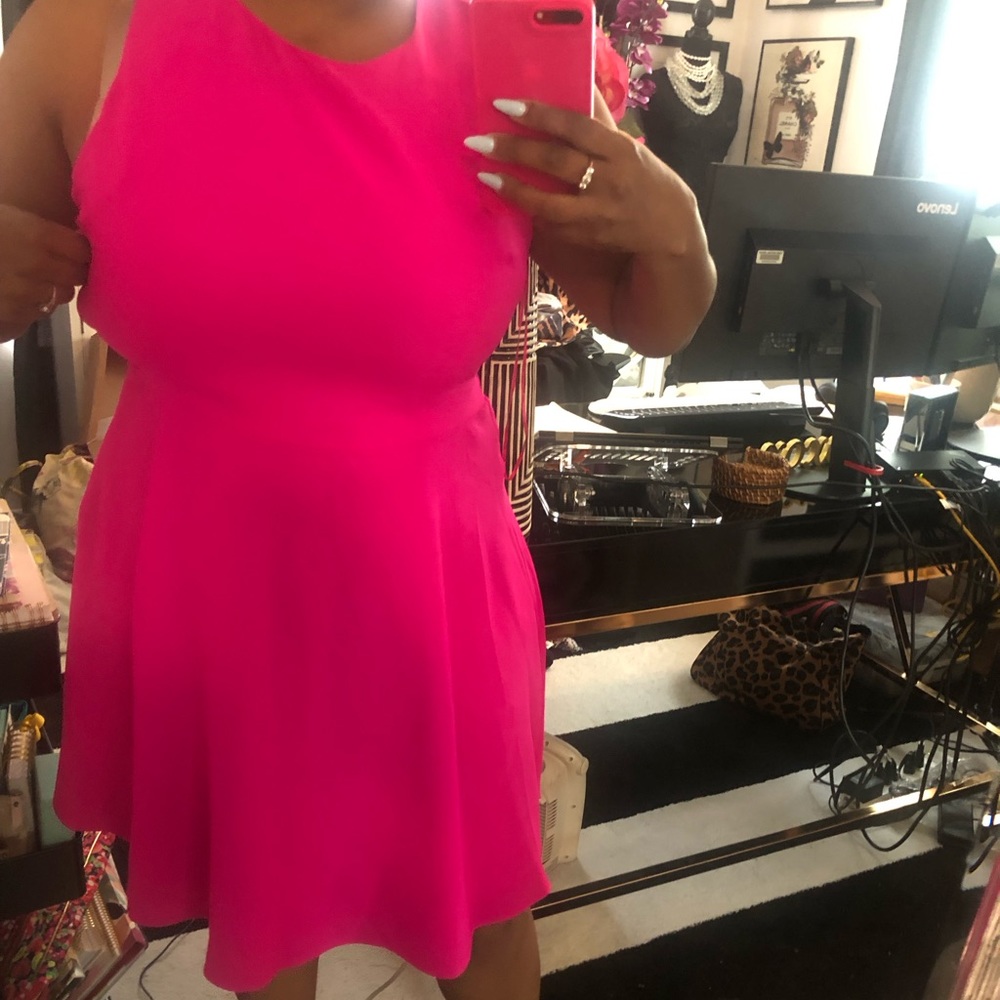 Pink dress with black bow on back